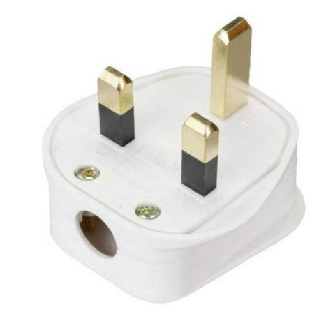 Power Connector UK Mains Rewireable Male Plug 13 amp 250 volt White