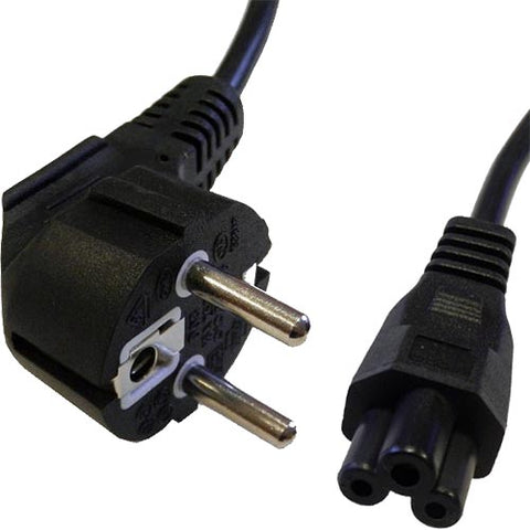 2m Right Angle Schuko - IEC C5 Cloverleaf Black PVC 0.75mm Power Lead