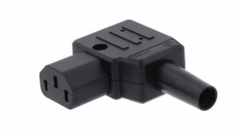 KAISER Rewireable Black C13 Left Angle Angled Mains Power Plug Connector Screw