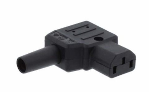 KAISER Rewireable Black C13 Right Angle Angled Mains Power Plug Connector Screw