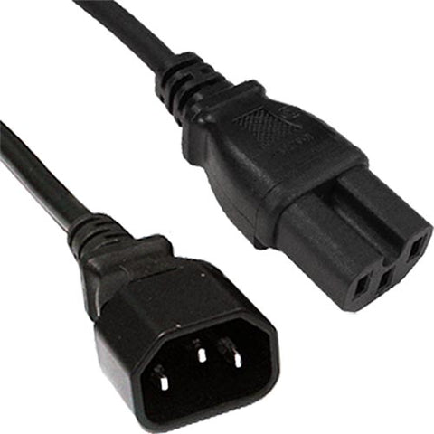 Power Extension Cable IEC C14 Male Plug to IEC C15 Female Socket HOT CONDITION BLACK