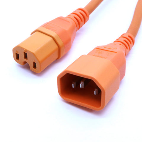 Power Extension Cable IEC C14 Male Plug IEC C15 Female Socket HOT CONDITION ORANGE