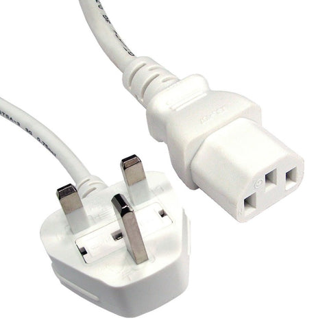 Power Cable UK Mains Fused Plug to IEC C13 Female Socket 5 Amp 0.5m, 1m, 2m, 3m, 5m, 10m