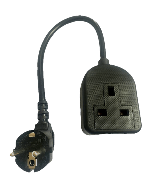 EU French Schuko hybrid-plug 16A Generator Adapter fly lead UK socket 13A cable