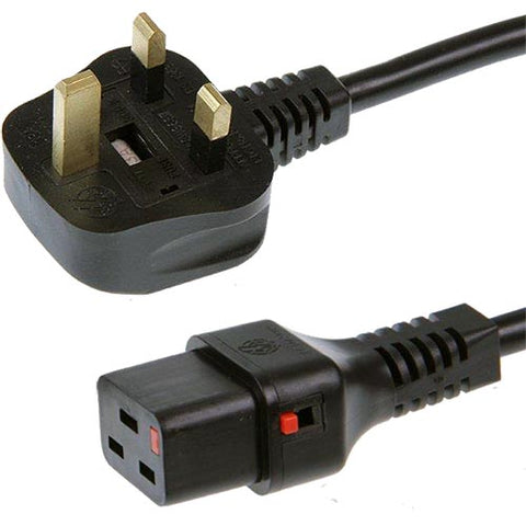 Power Cable Mains UK Male Plug to IEC C19 Female Socket Lock 2m