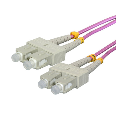 OM4 LSOH 50/125 Duplex Fibre Optic Patch Lead Cable Erika Violet Orange Green up to 100Gbp/s