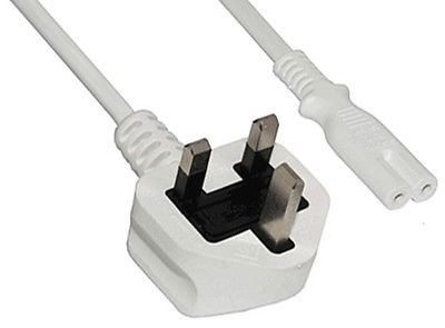 POWER MAINS CABLE WHITE LEAD 5 metre 5m FIGURE 8 fig8 C7 for DVD PRINTER SKY