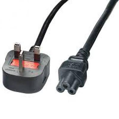 Power Cable UK Mains Male Fused Plug to IEC C5 Female Socket 5A (amp) 2m