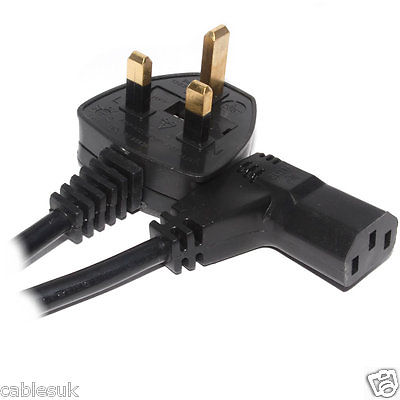 UK Mains Plug 5 Amp Right Angle IEC Female Cable 5m fits TV
