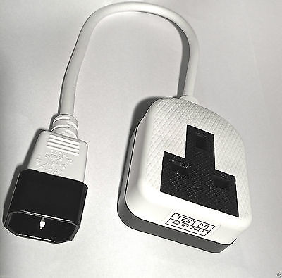 UPS cable Lead IEC C14 mains power male plug to 13A UK Trailing socket female BS1363 BLACK ORANGE WHITE