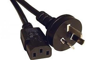 Power Cable Australian Mains Male Plug to IEC C13 Female Socket Black 2m