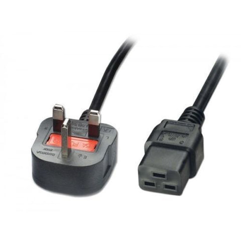 Power Cable UK Mains Male Fused Plug to IEC C19 Female Socket Black 2.5m 5m