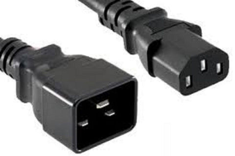 Power Extension Cable IEC C20 Male Plug to IEC C13 Female Socket Black 0.5m 1m 2m 5m
